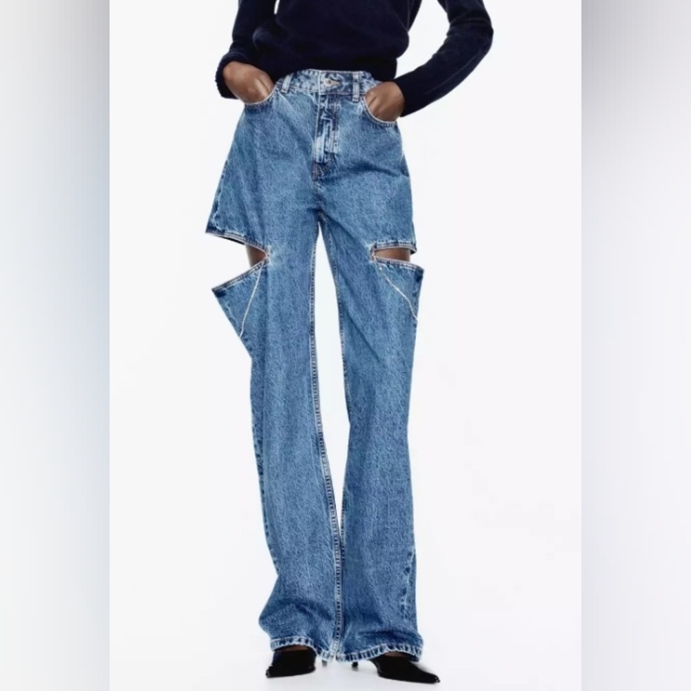 Zara Blue Flare & Wide Leg Jeans